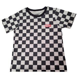 Marvel Toddler Checkered T-Shirt Black & White 100% Cotton Size 2T